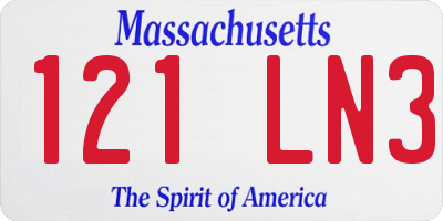 MA license plate 121LN3