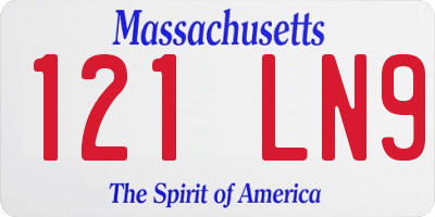 MA license plate 121LN9