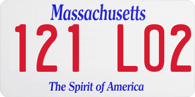 MA license plate 121LO2