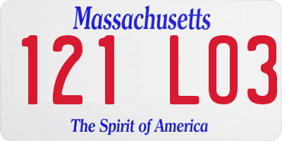 MA license plate 121LO3