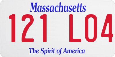 MA license plate 121LO4