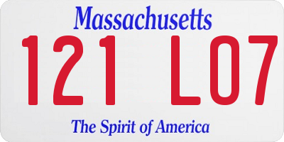 MA license plate 121LO7
