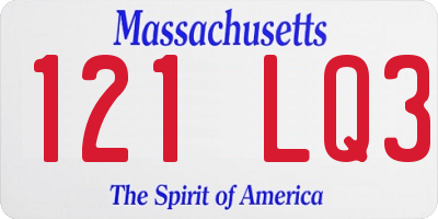 MA license plate 121LQ3