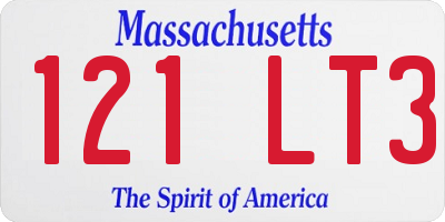 MA license plate 121LT3