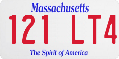 MA license plate 121LT4