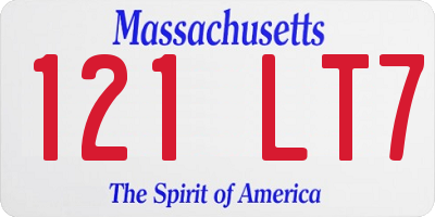 MA license plate 121LT7