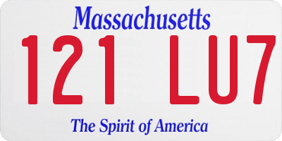MA license plate 121LU7