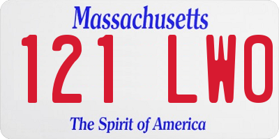 MA license plate 121LW0