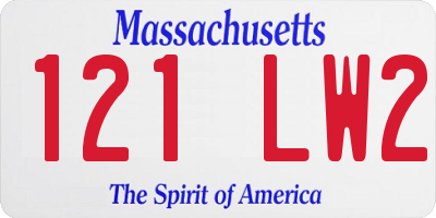 MA license plate 121LW2