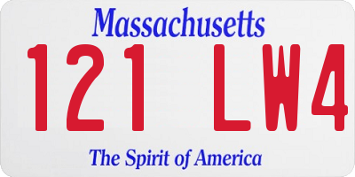MA license plate 121LW4