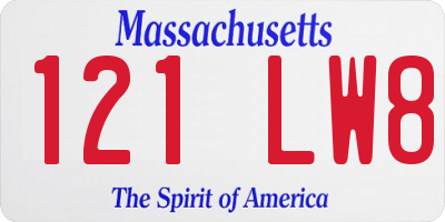 MA license plate 121LW8