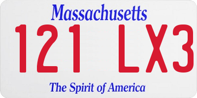 MA license plate 121LX3