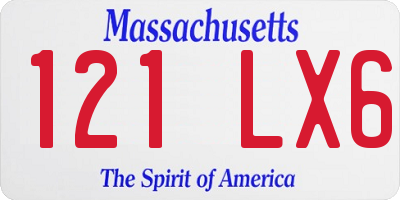 MA license plate 121LX6