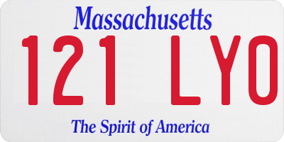 MA license plate 121LY0