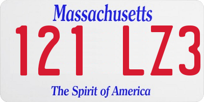 MA license plate 121LZ3