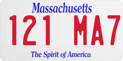 MA license plate 121MA7
