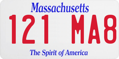 MA license plate 121MA8