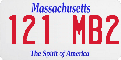 MA license plate 121MB2