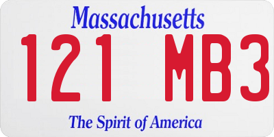 MA license plate 121MB3