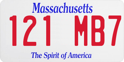 MA license plate 121MB7