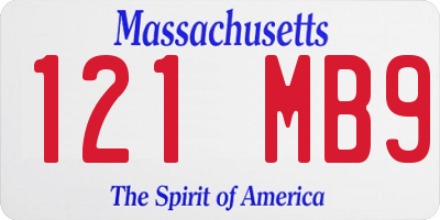 MA license plate 121MB9