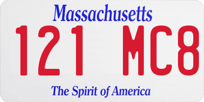 MA license plate 121MC8