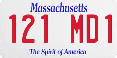 MA license plate 121MD1