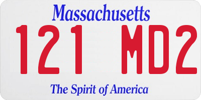 MA license plate 121MD2