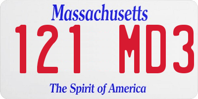 MA license plate 121MD3