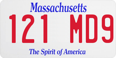 MA license plate 121MD9