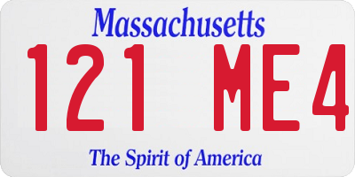 MA license plate 121ME4