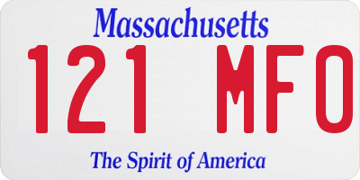 MA license plate 121MF0