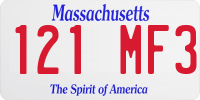 MA license plate 121MF3