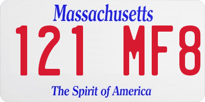 MA license plate 121MF8