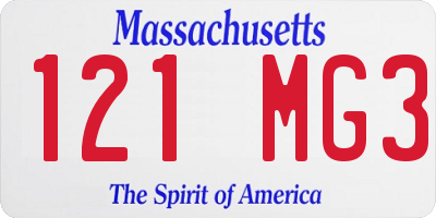 MA license plate 121MG3