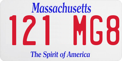 MA license plate 121MG8
