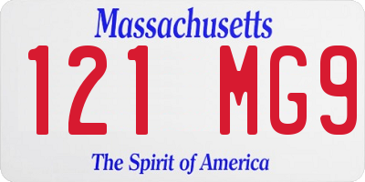 MA license plate 121MG9