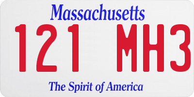MA license plate 121MH3