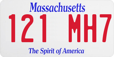 MA license plate 121MH7