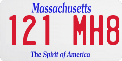 MA license plate 121MH8