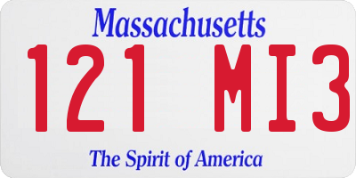 MA license plate 121MI3
