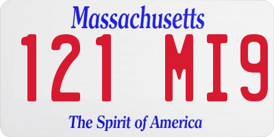 MA license plate 121MI9