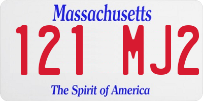 MA license plate 121MJ2