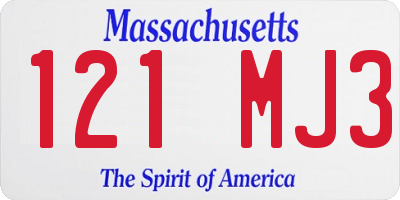 MA license plate 121MJ3