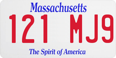 MA license plate 121MJ9