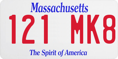 MA license plate 121MK8