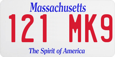 MA license plate 121MK9