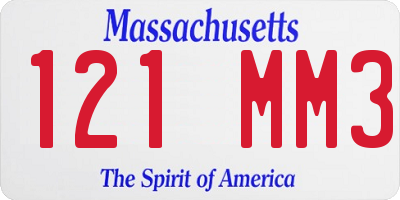 MA license plate 121MM3
