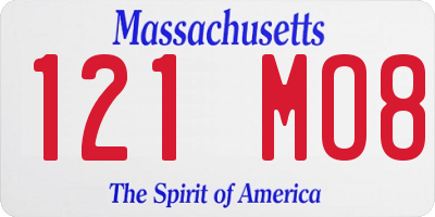 MA license plate 121MO8