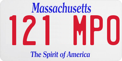 MA license plate 121MP0